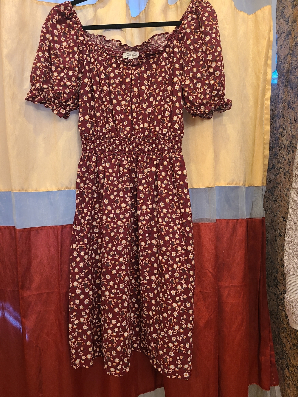 Luxology Burgundy Floral Mini Dress